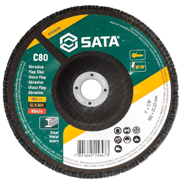 Disco FLAP Abrasivo Inox 7'' Grão 80 - SATA-ST55507G