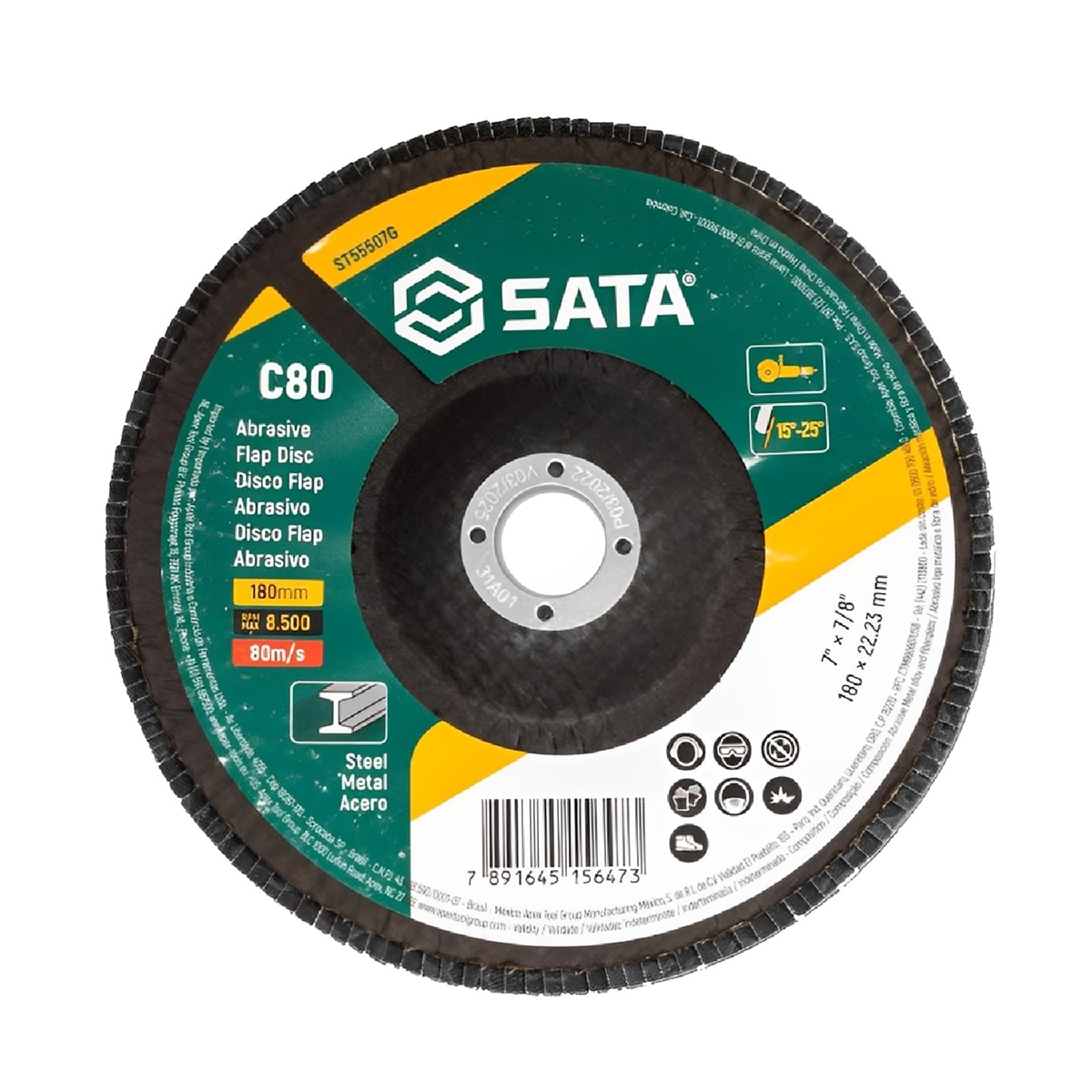 Disco FLAP Abrasivo Inox 7'' Grão 80 - SATA-ST55507G