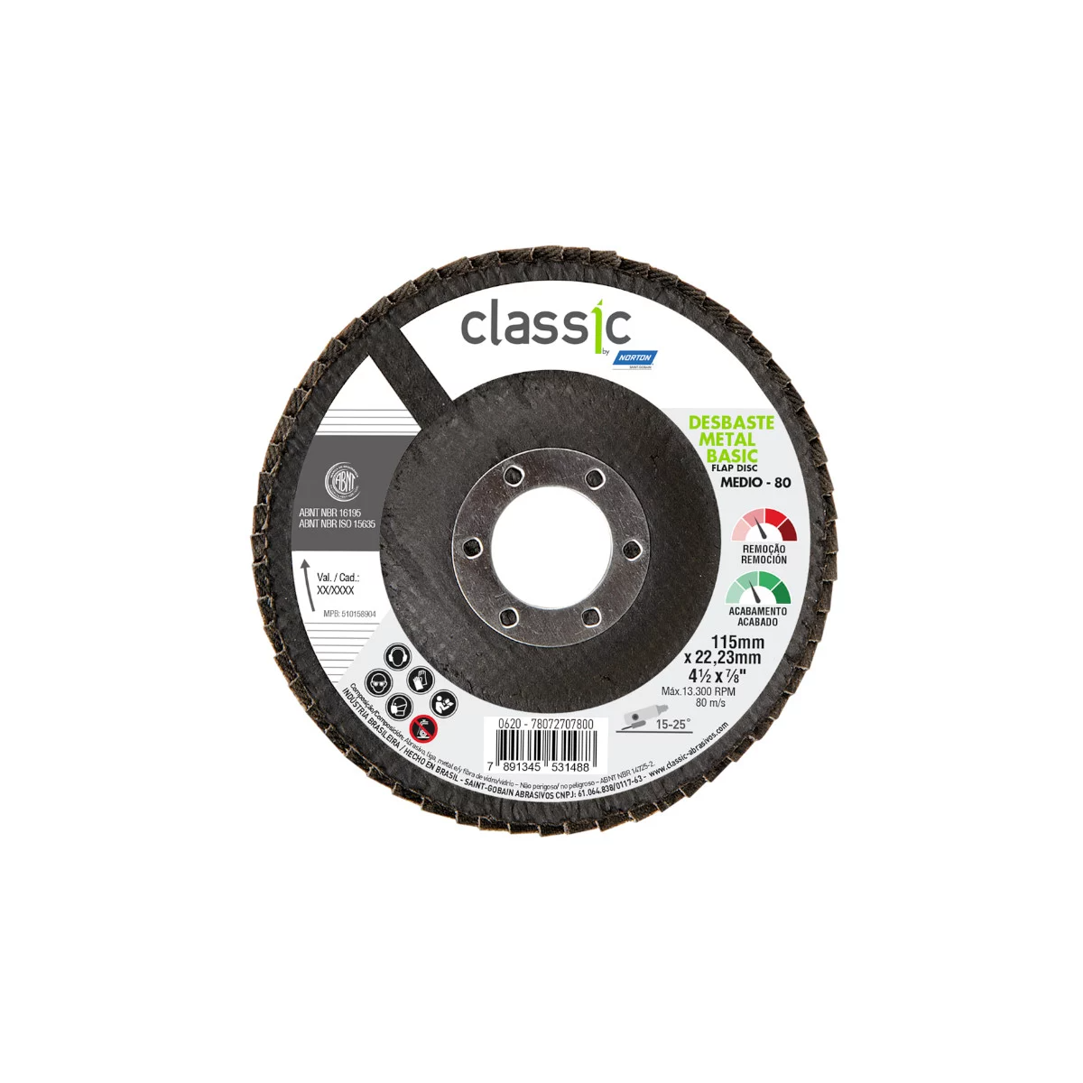 Disco FLAP Basic 115MM Grão 80 - NORTON-78072707800