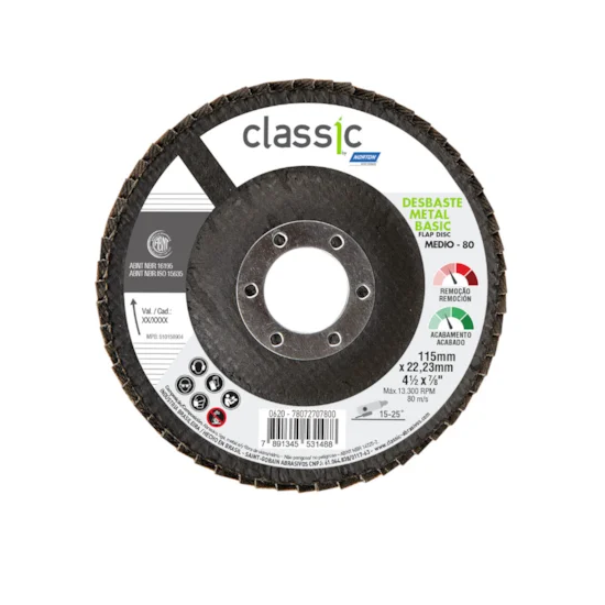 Disco Flap Classic Basic 115mm Grão 40 - NORTON-78072707797