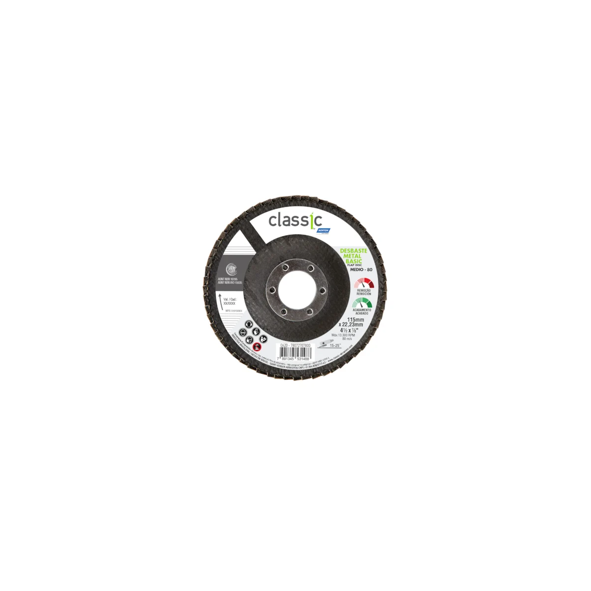 Disco Flap Classic Basic 115mm Grão 40 - NORTON-78072707797