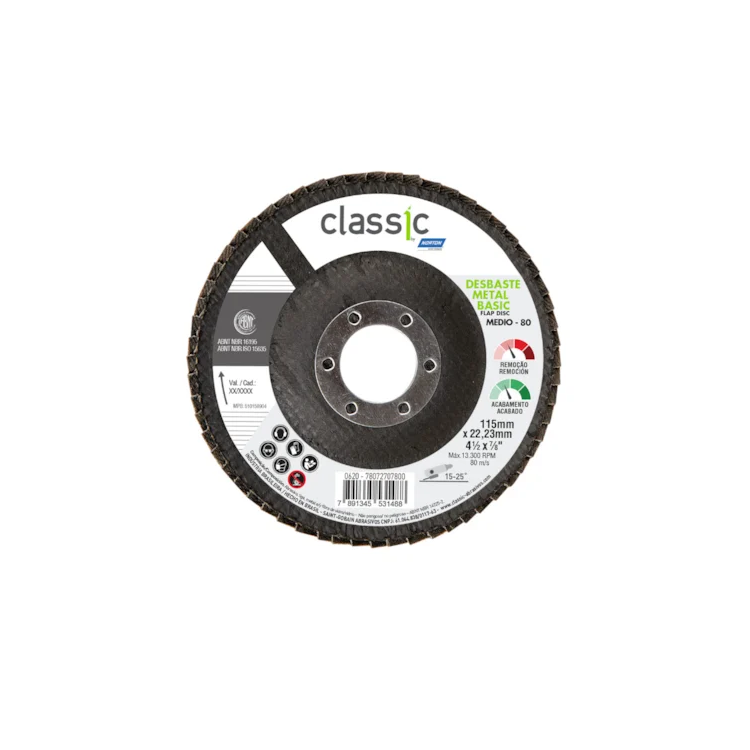 Disco Flap Classic Basic 115mm Grão 40 - NORTON-78072707797