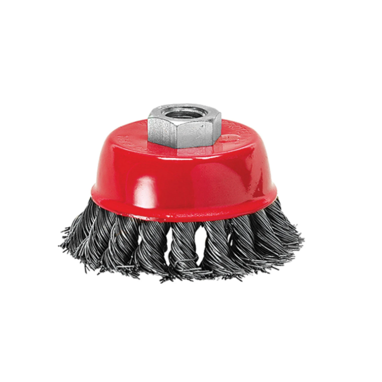 Escova de Aço tipo Copo Torcida 4'' Rosca M14 - MTX-746289