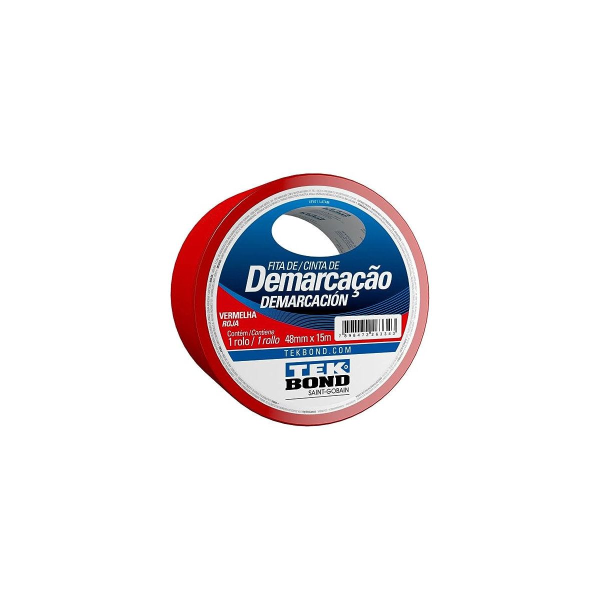 Fita De Demarcação Vermelha 48MM X 15M - TEKBOND-21221048200
