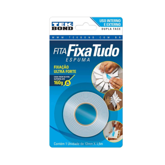 Fita dupla face espuma 12mm x 1,5m -TEKBOND-21151012102