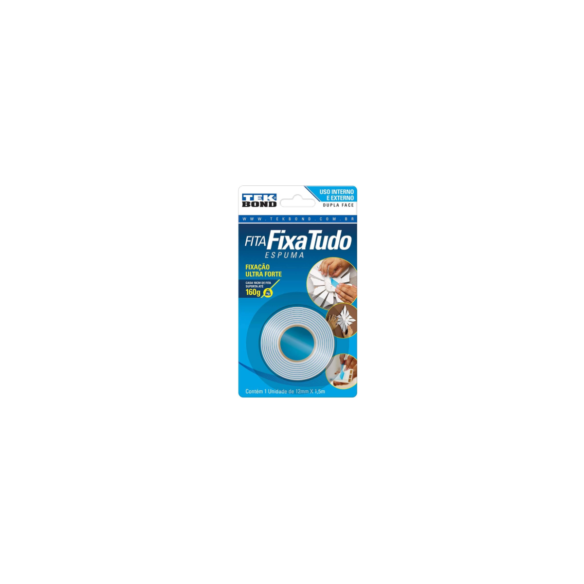 Fita dupla face espuma 12mm x 1,5m -TEKBOND-21151012102