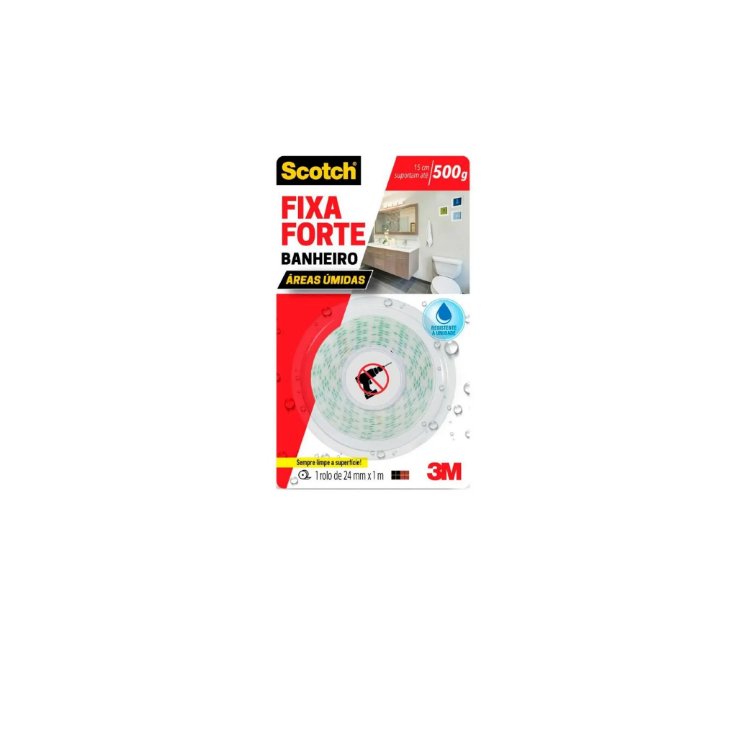 Fita Dupla Face Fixa Forte Banheiro 24mm x 1,5m - 3M-HB004488316