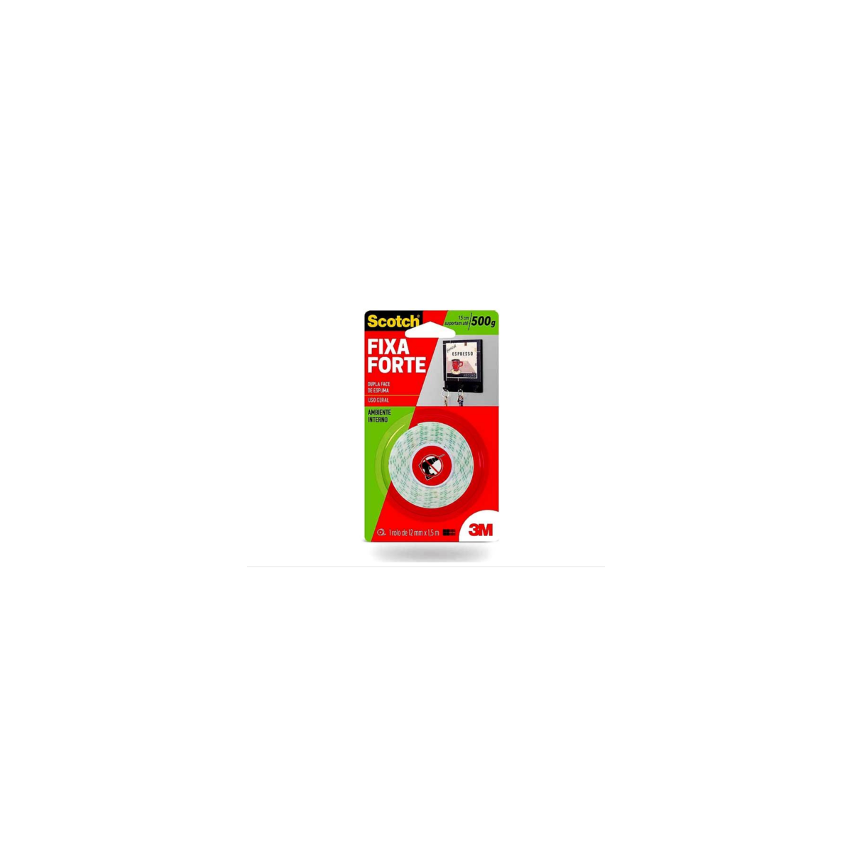 Fita Dupla Face Fixa Forte Espuma 12mm x 1,5m - 3M-HB004750178
