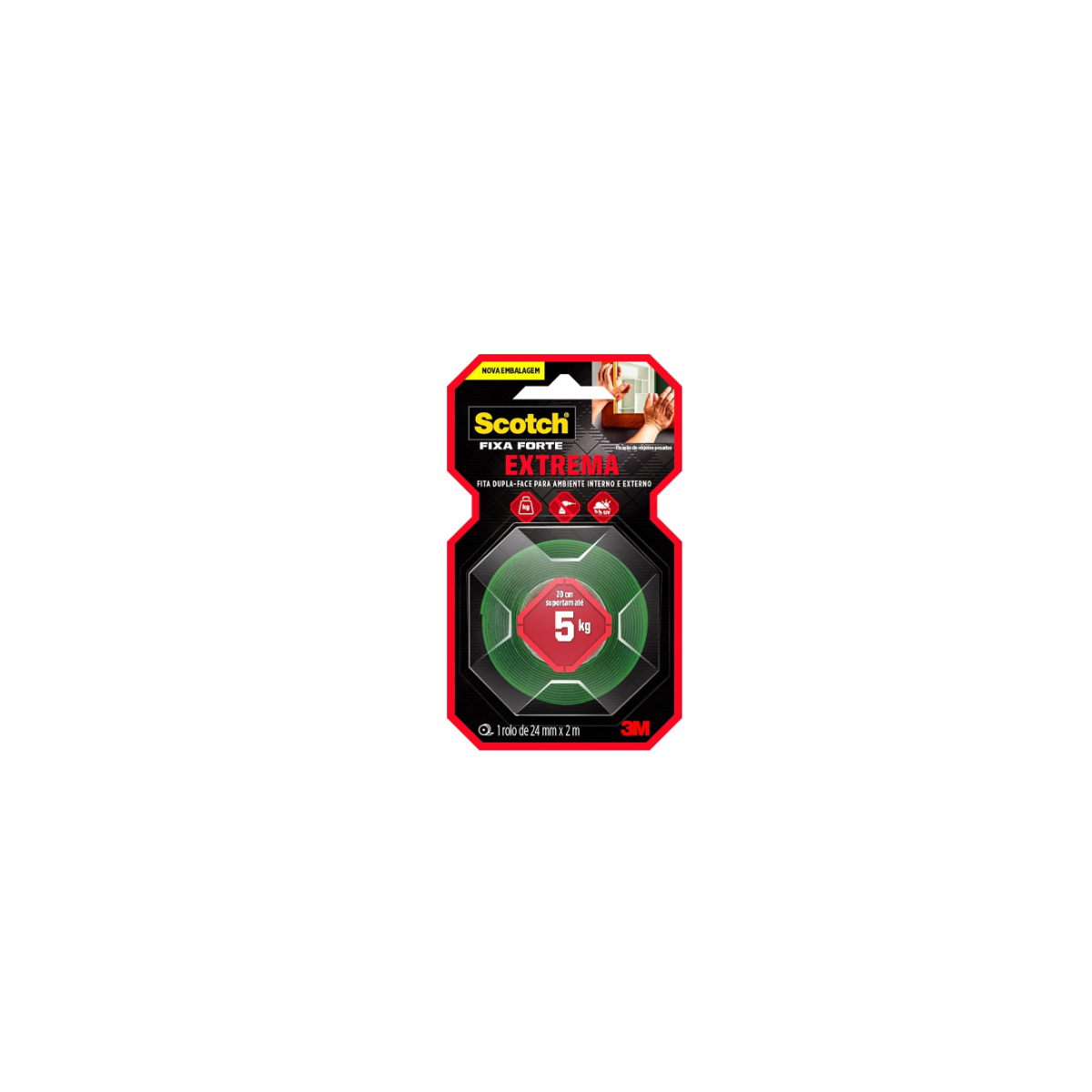 Fita Dupla Face Fixa Forte Extrema 24mm x 2m - 3M-HB004492250