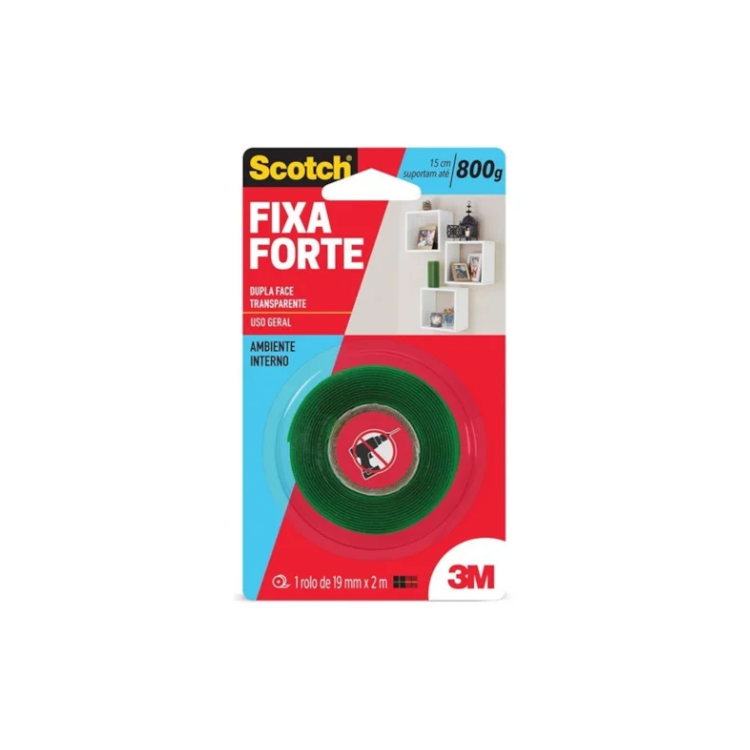 Fita Dupla Face Fixa Forte Transparente 19mm x 2 - 3M-HB004419881