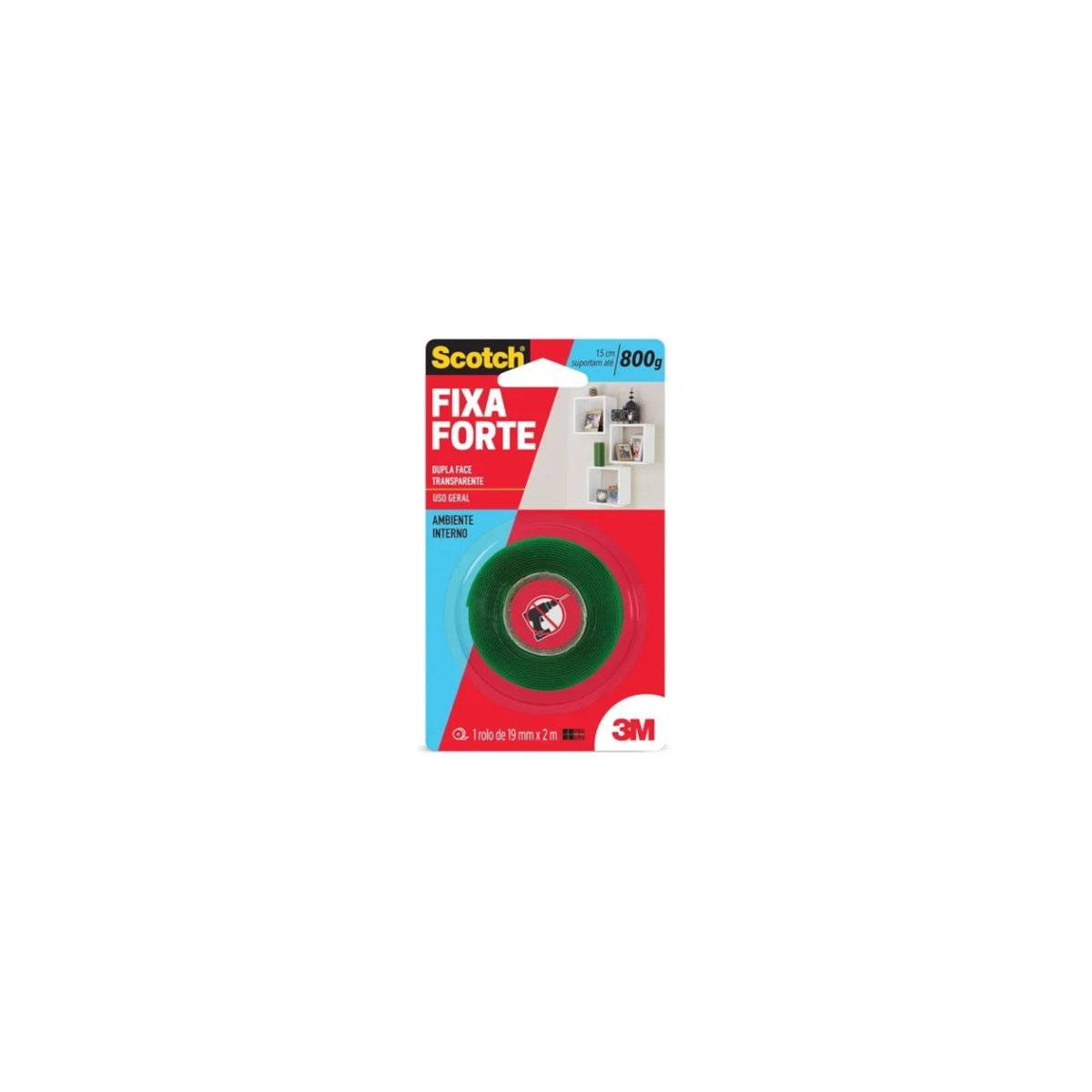 Fita Dupla Face Fixa Forte Transparente 19mm x 2 - 3M-HB004419881