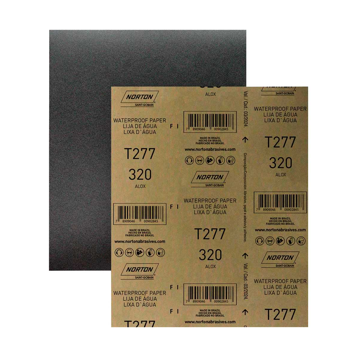Folha de Lixa D'Água T277 230x280mm Grão 320 - NORTON-5539541829