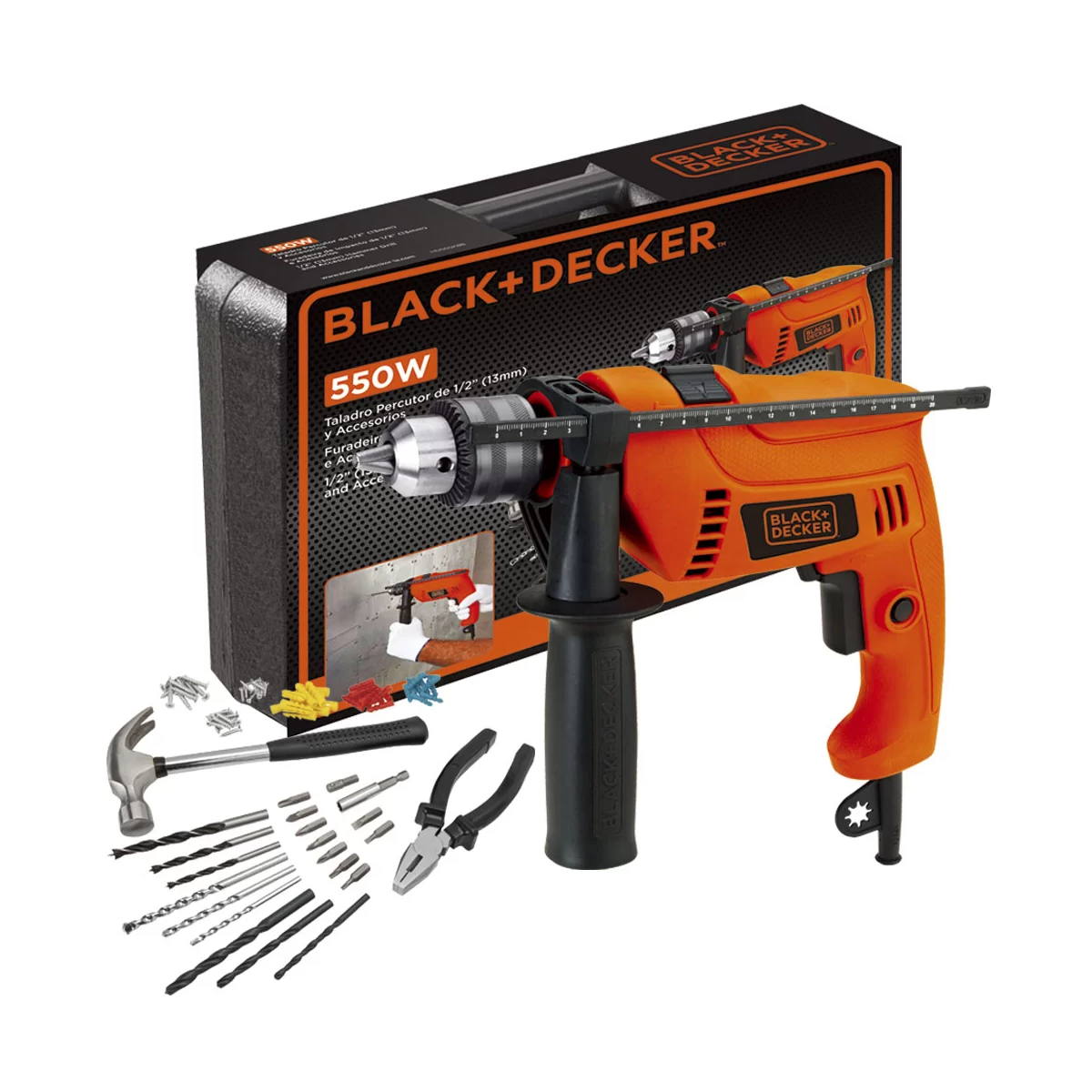 Furadeira De Impacto Com Maleta E Kit Com 82 Acessórios 1/2 220V - BLACK & DECKER-HD555K88-B2