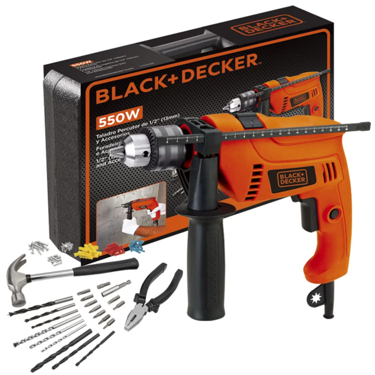 Furadeira De Impacto Com Maleta E Kit Com 82 Acessórios 1/2 220V - BLACK & DECKER-HD555K88-B2