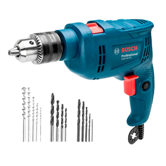 Furadeira de Impacto GSB 550 1/2" 550W com 14 Acessórios - BOSCH-06011B60E4