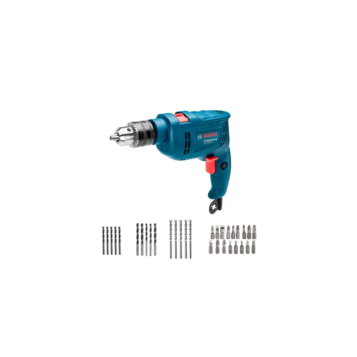 Furadeira De Impacto GSB 550W RE 220V 1/2 + 34 Acessórios - BOSCH-06011B60E3