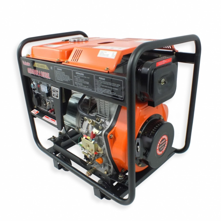 Gerador à Diesel 418CC 10HP 6KVA 6000W BIVOLT com Partida Elétrica e Bateria VGE6000D - VULCAN-56969