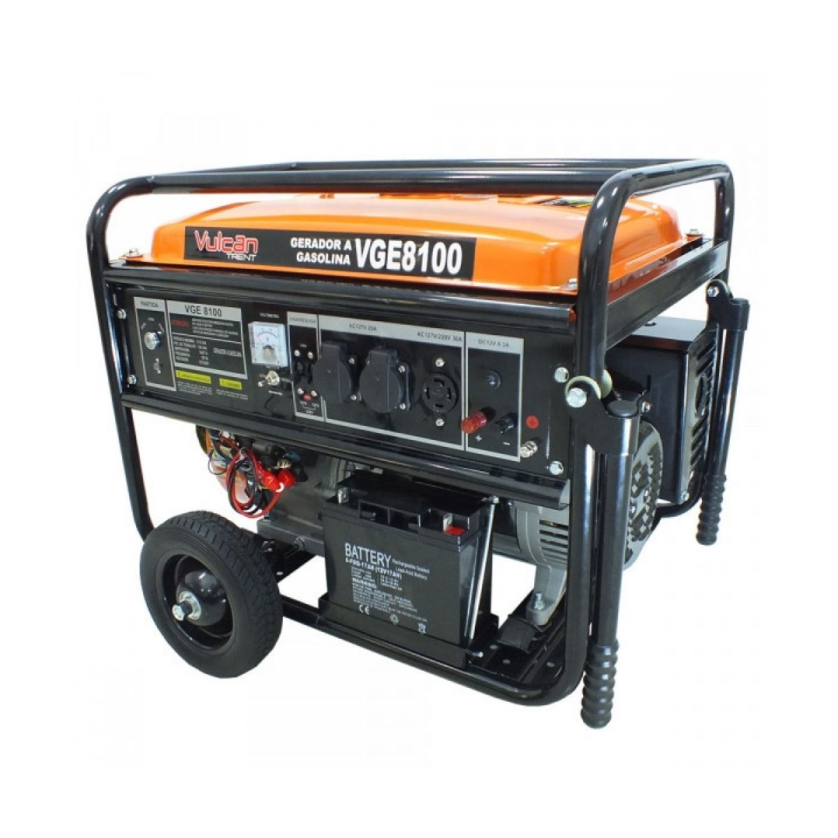 Gerador à Gasolina 4T Bivolt Partida Elétrica com Bateria VGE8100 420CC 15HP 6500W - VULCAN-56532