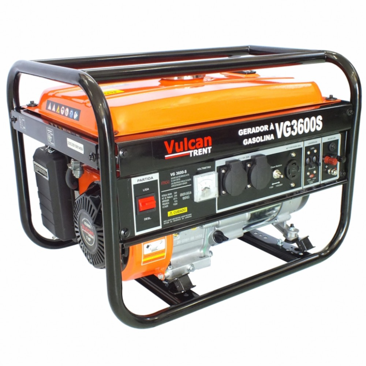 Gerador à Gasolina Vulcan Profissional 4T 208CC 7HP 2.9 kW 3.50kVa 2900W Bivolt de Partida Manual C/ Tomadas 3 e 4 Pinos - VULCAN-VG3600S