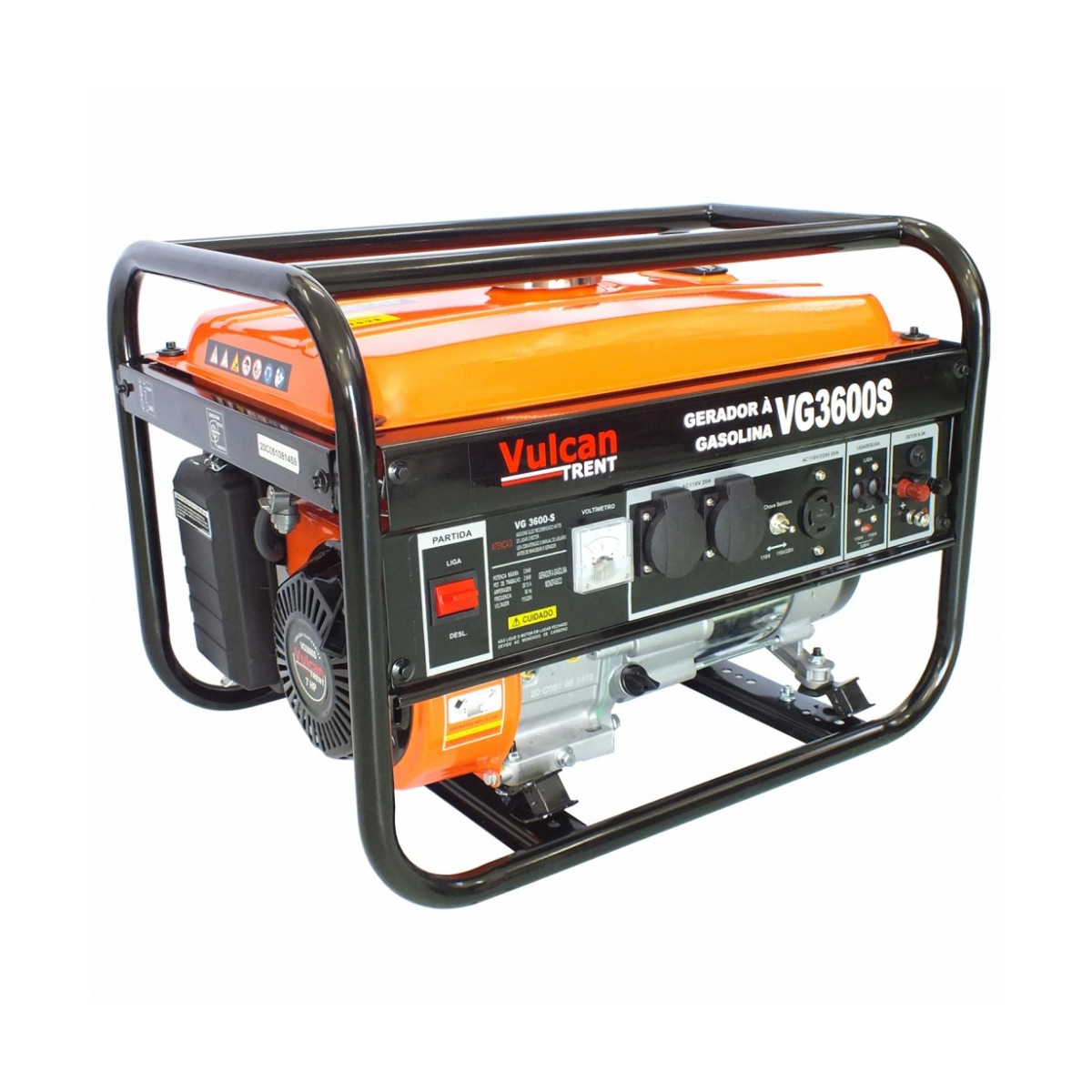 Gerador à Gasolina Vulcan Profissional 4T 208CC 7HP 2.9 kW 3.50kVa 2900W Bivolt de Partida Manual C/ Tomadas 3 e 4 Pinos - VULCAN-VG3600S