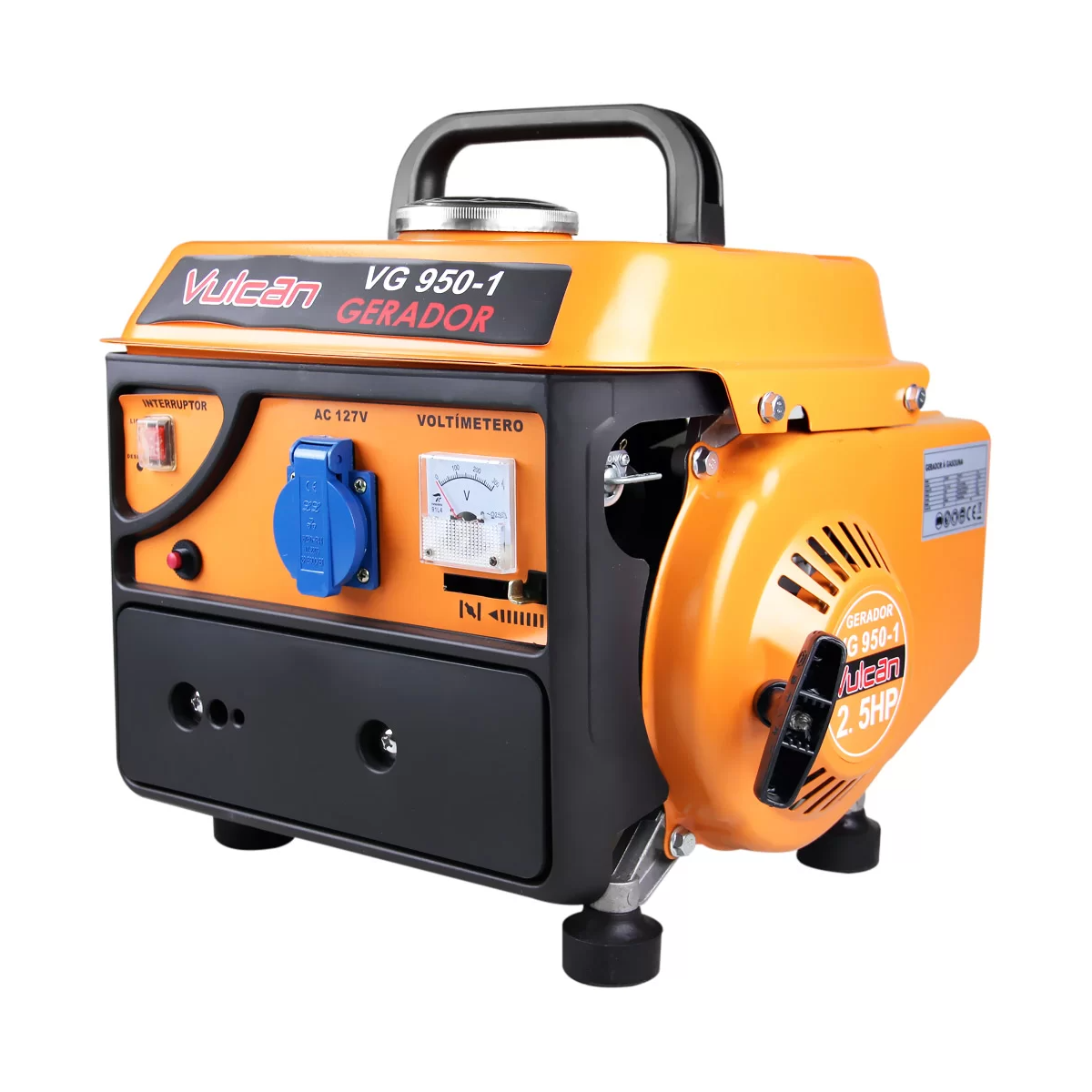 Gerador de Energia à Gasolina 2T Partida Manual 0,90kVA - VULCAN-VG950