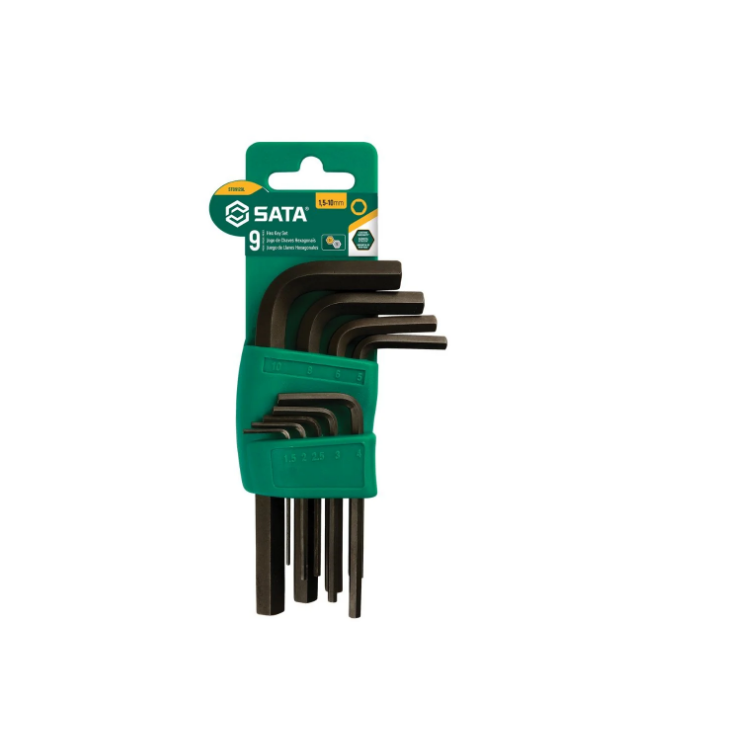 Jogo Chave Hexagonal Curta 1,5 x 10mm 9PC - SATA-ST09129L