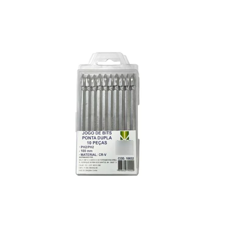 Jogo de Bits Ponta Dupla 100mm 10pcs - MELFI-1414