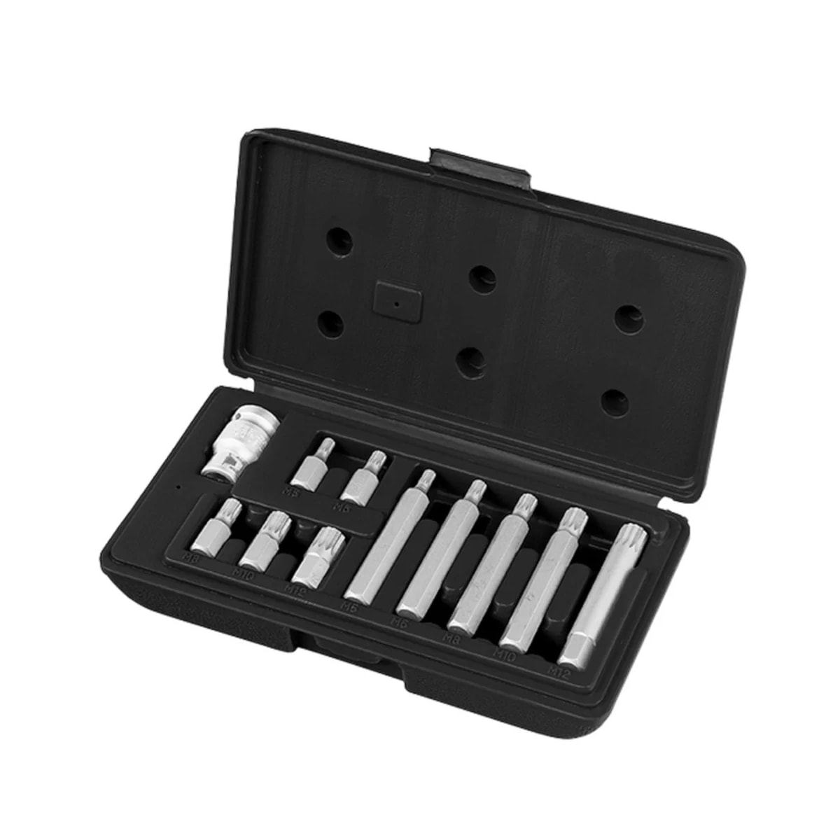 Jogo de Bits Spline CRV 1/2''11 PÇ com Estojo Dureza 5053 HRC- MTX-1131256