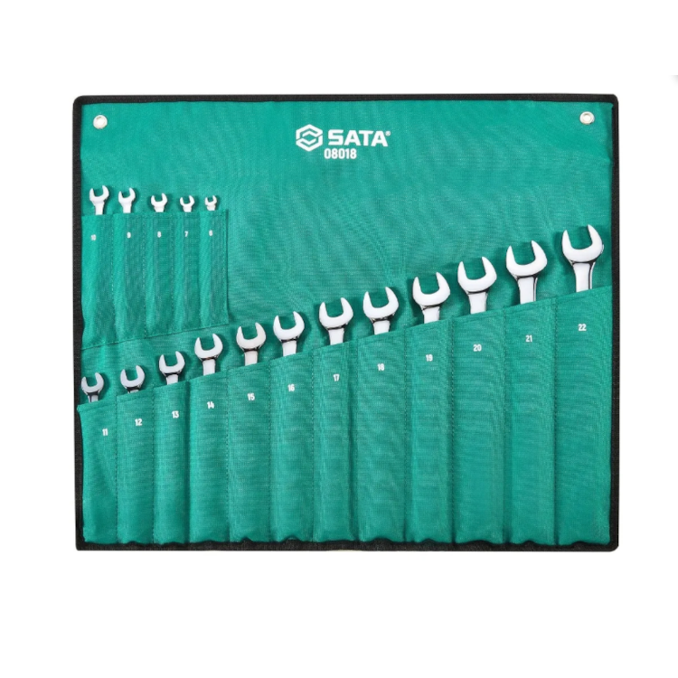 Jogo de Chave Combinada Angulada 45º 17 Peças 6 A 22mm - SATA-ST08018G