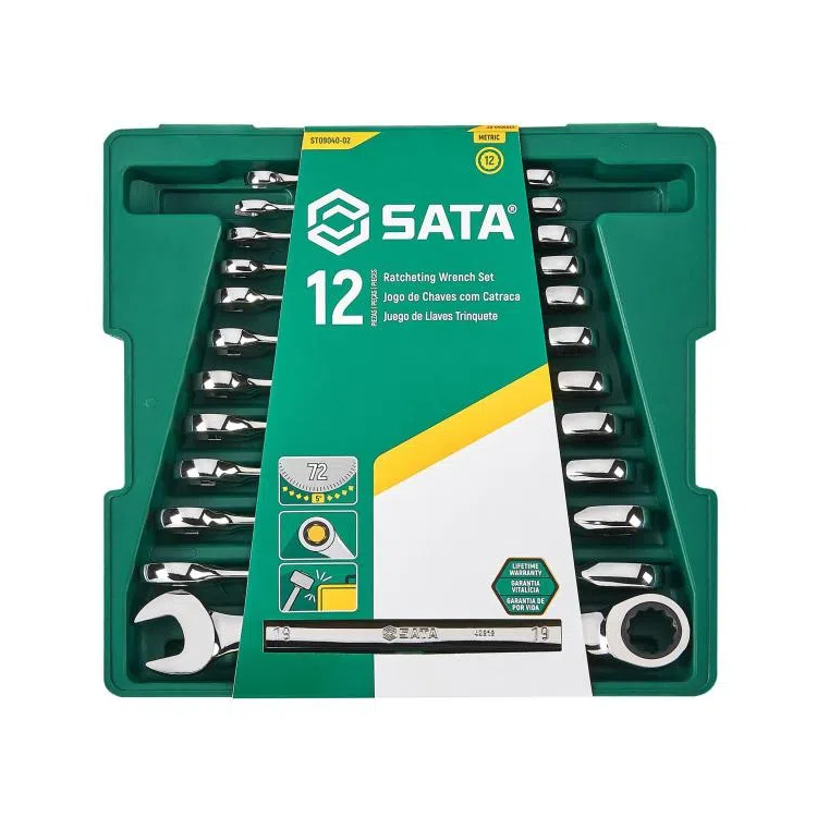 Jogo De Chave Combinada Com Catraca 12 Peças - SATA-ST0904002