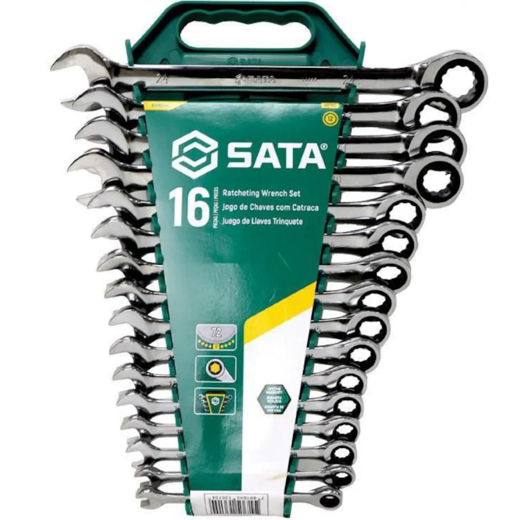 Jogo De Chave Combinada Com Catraca 8 A 24MM 16 Peças - SATA-ST08034L