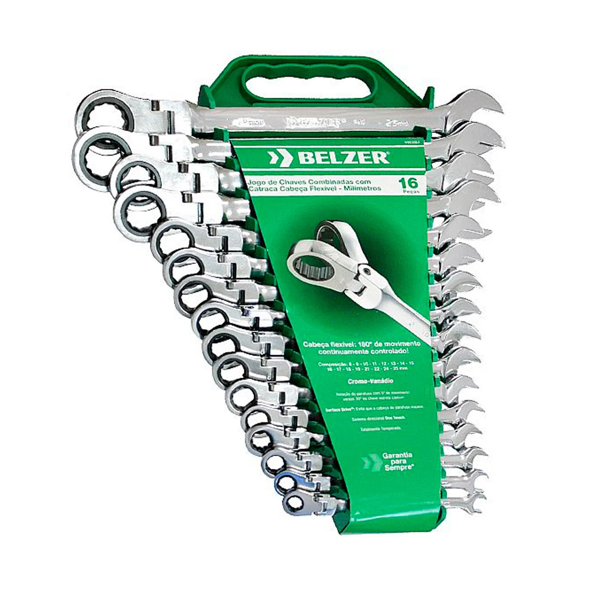 Jogo De Chave Combinada Com Catraca Flexível 8-25mm 16 Peças - BELZER - 9902BJ
