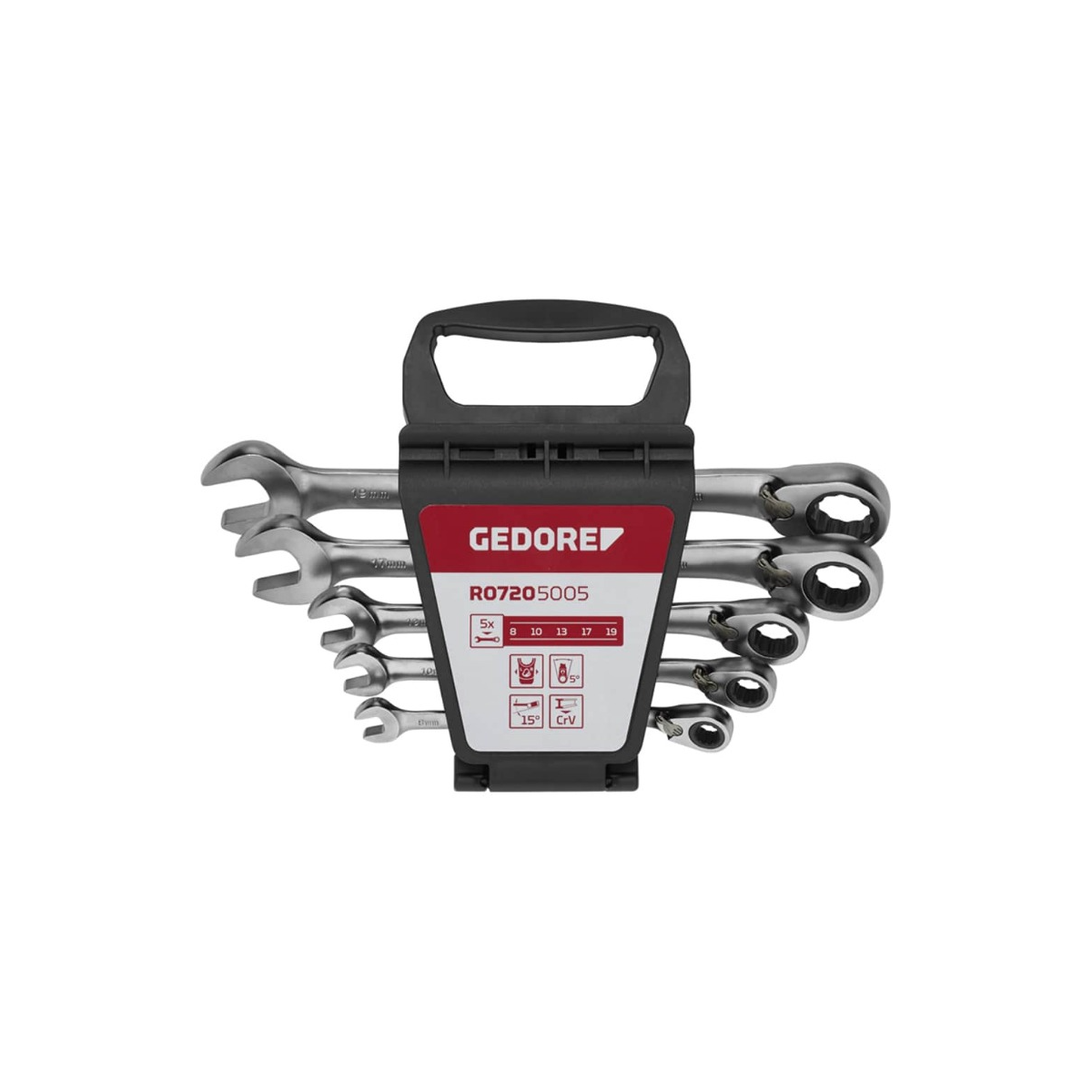Jogo de Chave Combinada com Catraca Reversivel 8 A 19mm 5 Peças - GEDORE RED-3300872