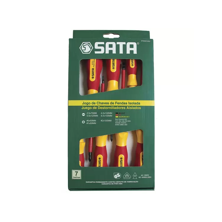 Jogo De Chave De Fenda E Phillips Isolada 7 Peças - SATA-ST09301ASJ