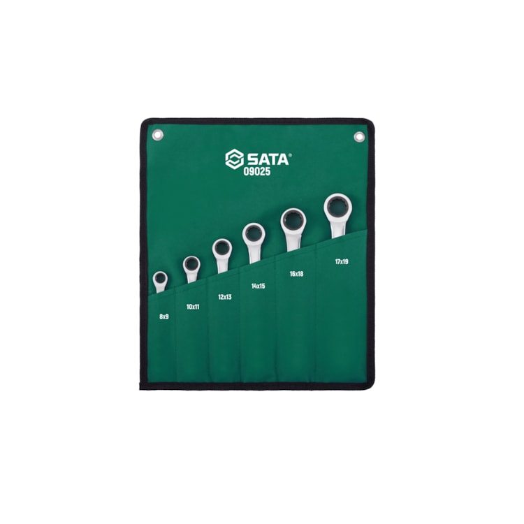 Jogo de Chave Estrela Com Catraca de 8x9-17x19mm com 6 peças E 72D - SATA-ST09025SJ