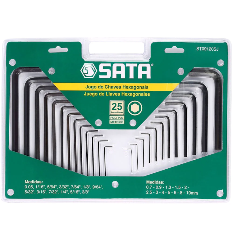 Jogo De Chave Hexagonal 0,05 a 10 - 1/16 a 3/8 - SATA - ST09120SJ