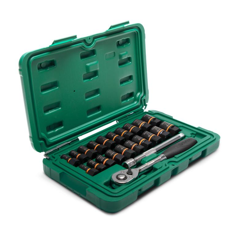 Jogo De Soquete De Impacto Extrator Sata - 1/4 A 3/8 - 23 Peças - ST09138