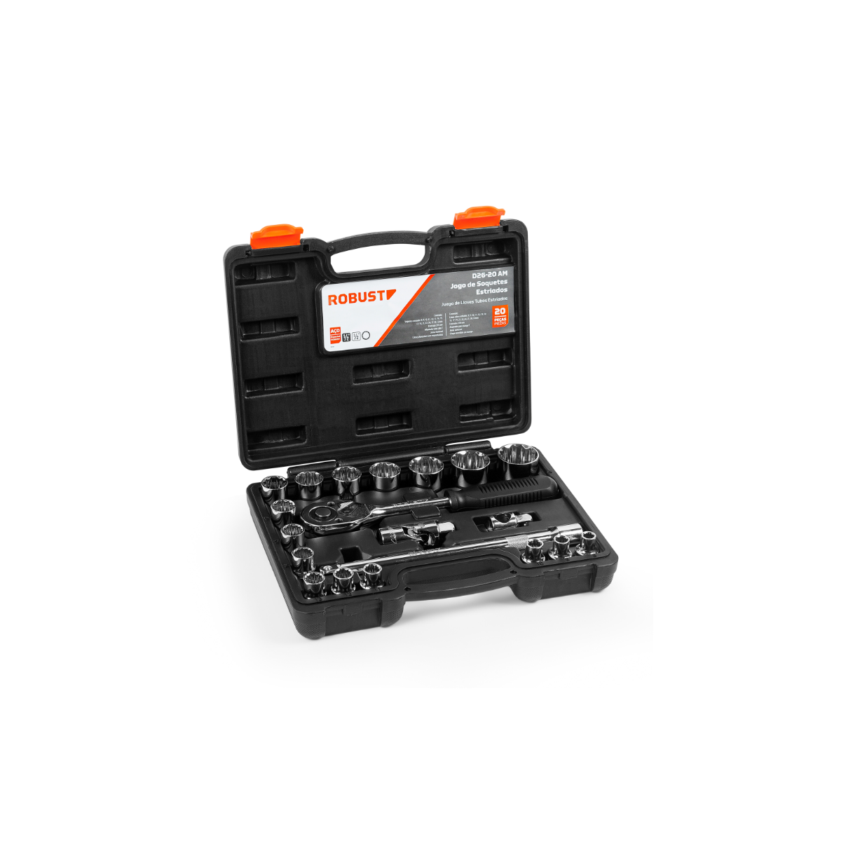 Jogo De Soquete Estriado 1/2 8 a 32mm - ROBUST-S69003020