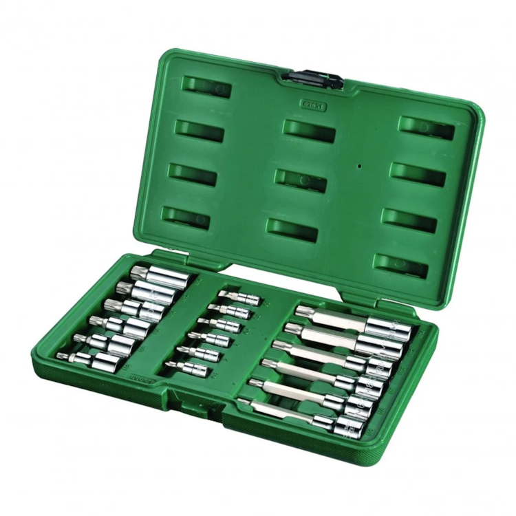Jogo de Soquetes com Bits Multidentado 1/4 - 1/2 Pol. 18 Peças - SATA-ST09051SJ