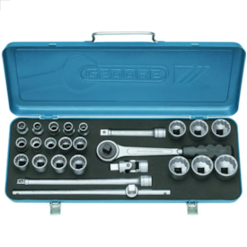 Jogo de Soquetes Estriados 1/4" a 1.1/4" Encaixe 1/2" com 25 Peças - GEDORE 015558