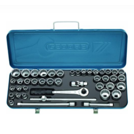 Jogo de Soquetes Estriados 10 a 32mm e 3/8" a 1.1/4" Encaixe 1/2" com 43 Peças - GEDORE 015560