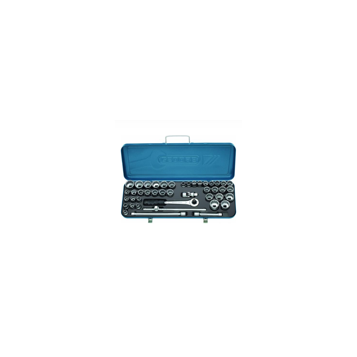 Jogo de Soquetes Estriados 10 a 32mm e 3/8" a 1.1/4" Encaixe 1/2" com 43 Peças - GEDORE 015560