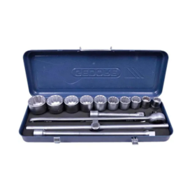Jogo de Soquetes Estriados 22 a 50mm Encaixe 3/4" com 14 Peças - GEDORE 017201