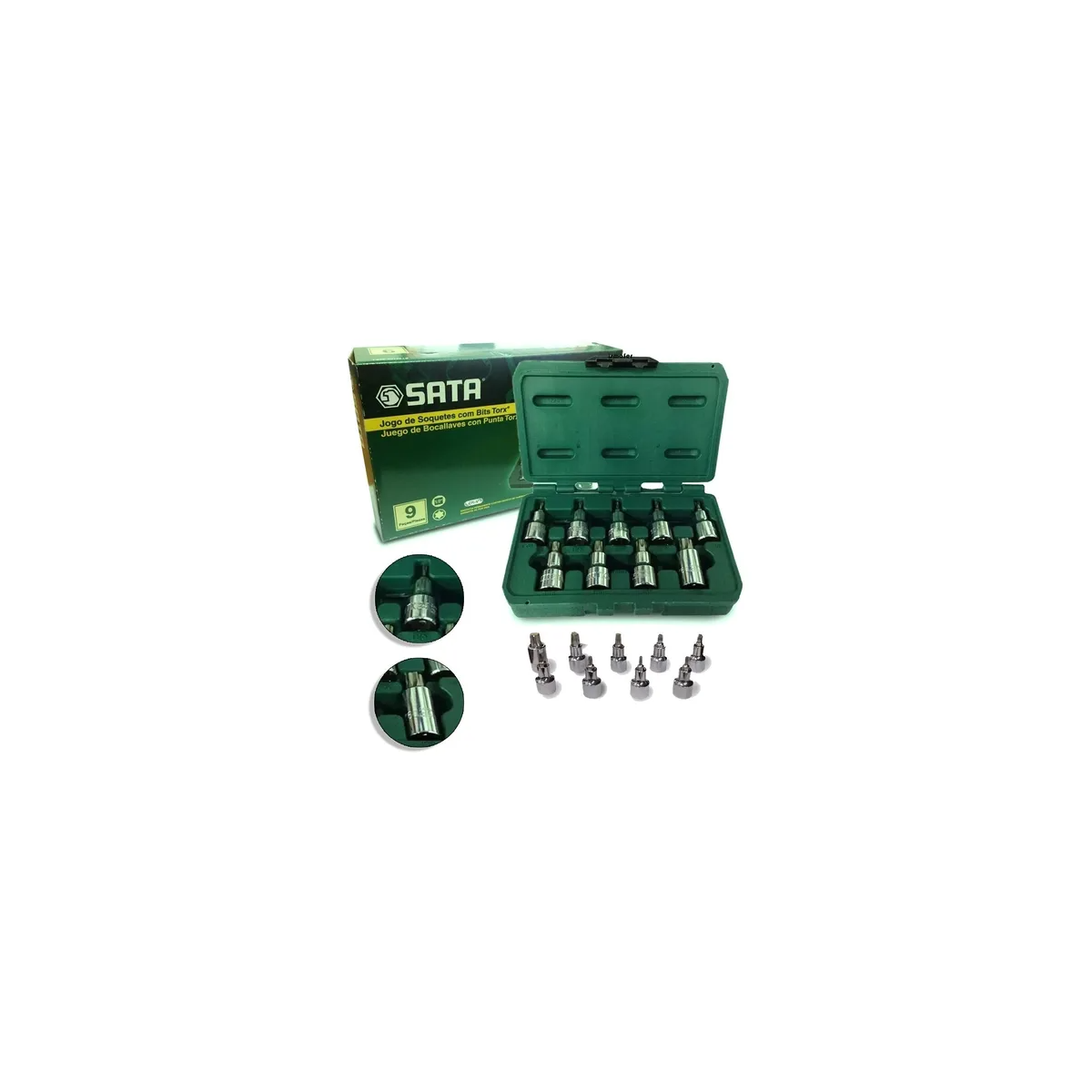 Jogo Kit De Bits Torx 9 Peças T20 A T60 Crv - SATA-ST24100-09SJ