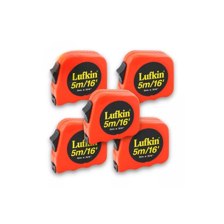 Kit 5 Trenas Lufkin 5M x 3/4Pol Fita De Aço Com Trava de Medição