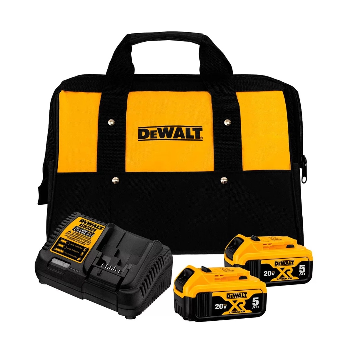 Kit com 2 Baterias 5Ah 20V MAX LI-ION + Carregador Bivolt e Bolsa - DEWALT-DCB205C2KBR