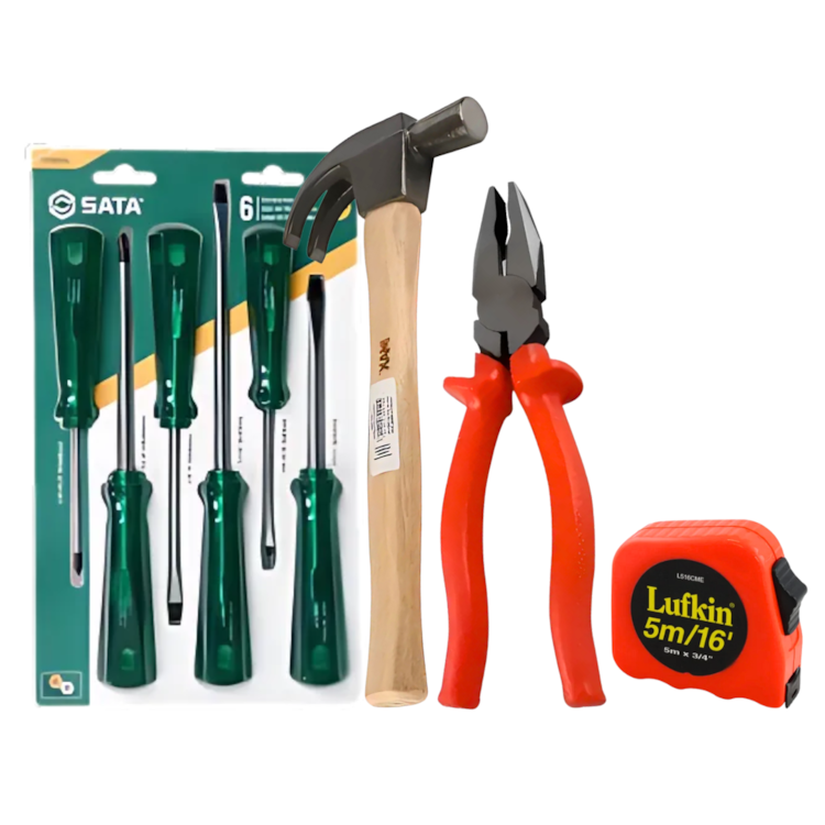 Kit de Ferramentas Manuais Básicas | Alicate, Chaves, Martelo e Trena