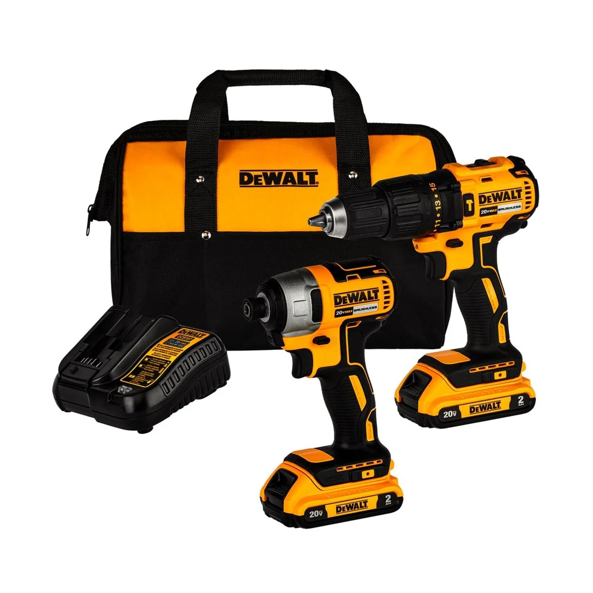 Kit Furadeira de Impacto 1/2" e Parafusadeira de Impacto 1/4" com 2 Baterias 2Ah 20v + Carregador Bivolt + Bolsa - DEWALT-DCK276D2-BR