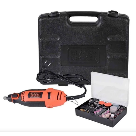 kit Micro Retifica 35.000RPM Com Controle Torque 180W 220V 113 Peças e Maleta - BLACK&DECKER-RT18KA-B2