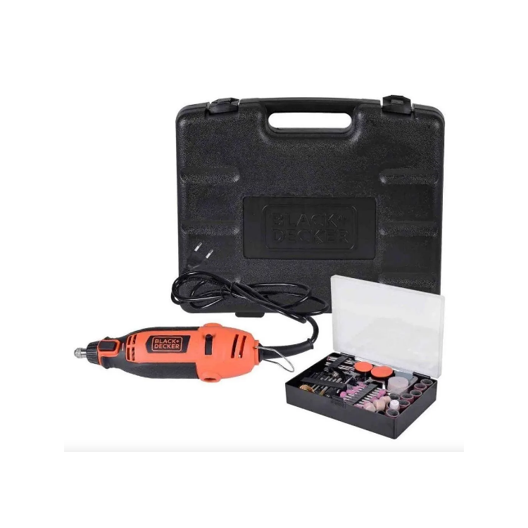 kit Micro Retifica 35.000RPM Com Controle Torque 180W 220V 113 Peças e Maleta - BLACK&DECKER-RT18KA-B2